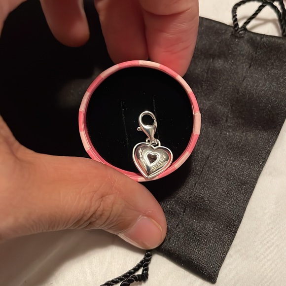 Charm pendant heart with pink stones silver - Picture 3 of 9